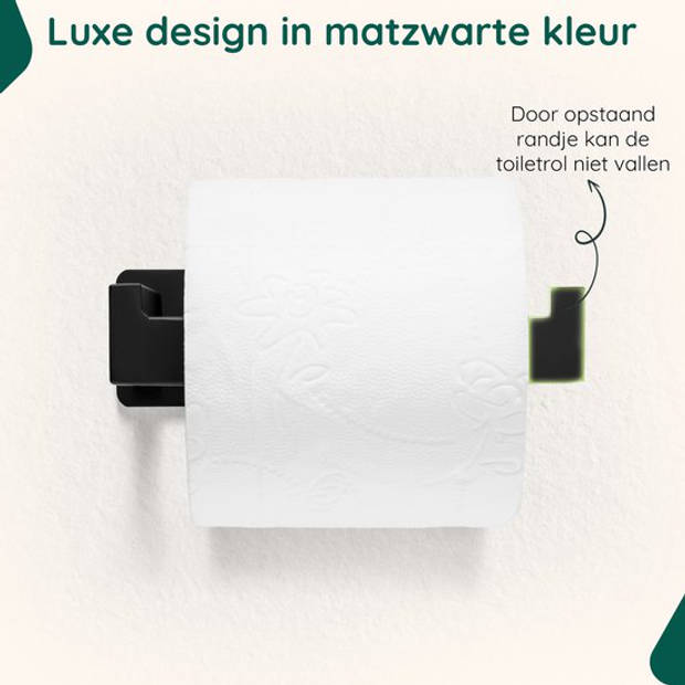 Toiletrolhouder Zonder Boren - Zwart - WC Rolhouder Zelfklevend