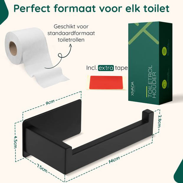 Toiletrolhouder Zonder Boren - Zwart - WC Rolhouder Zelfklevend