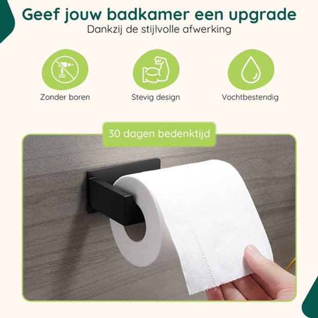 Toiletrolhouder Zonder Boren - Zwart - WC Rolhouder Zelfklevend