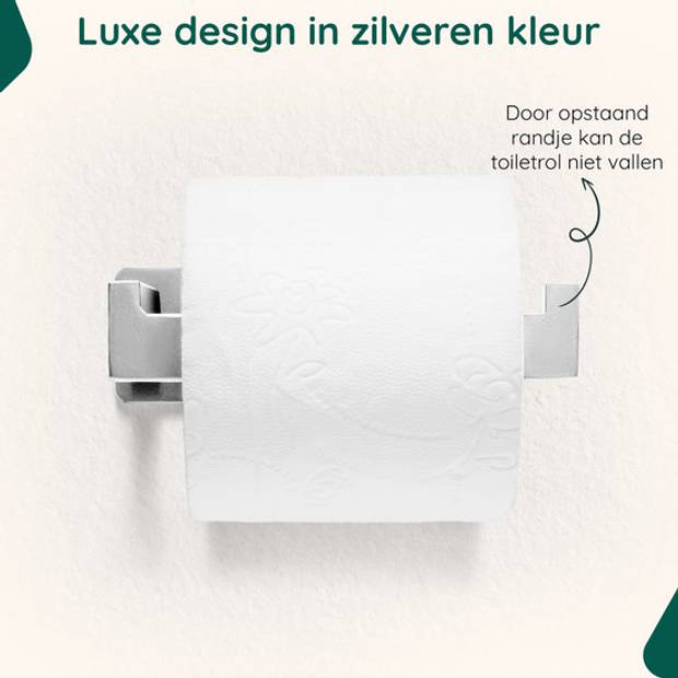 Toiletrolhouder zonder Boren - RVS - Zelfklevend Wc Rolhouder - Zilver