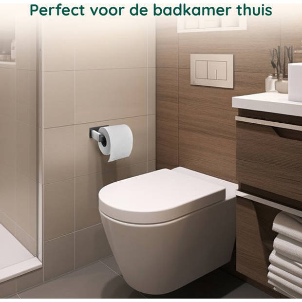 Toiletrolhouder zonder Boren - RVS - Zelfklevend Wc Rolhouder - Zilver