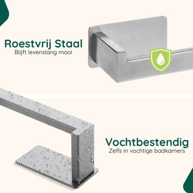 Toiletrolhouder zonder Boren - RVS - Zelfklevend Wc Rolhouder - Zilver