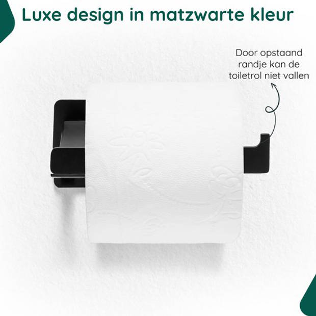 WC rolhouder Zonder Boren - Zelfklevend - RVS Toiletrolhouder Zwart - Plakstrip