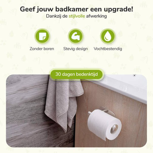 Toiletrolhouder zonder boren - Zilver - RVS WC Rolhouder Zelfklevend