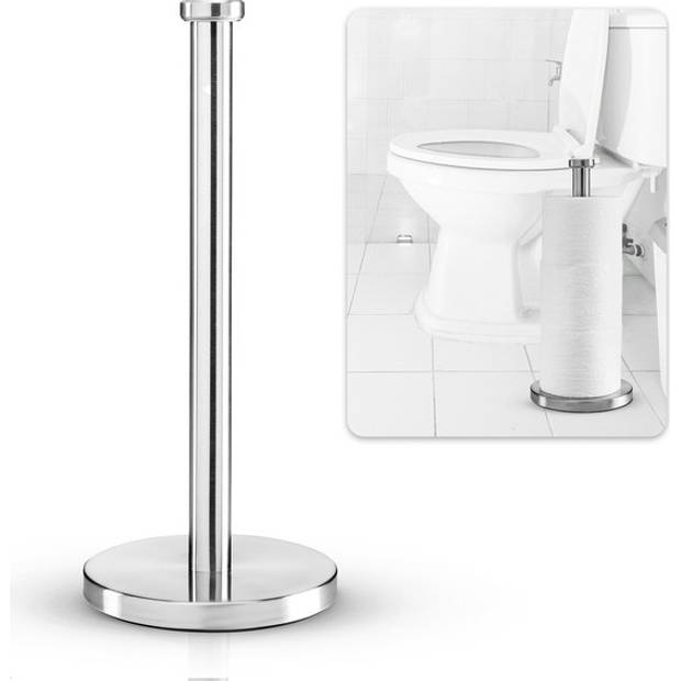 WC Rolhouder Staand - Reserverolhouder zonder Boren - Vrijstaande Toiletrolhouder - Toiletbutler Rvs - Zilver