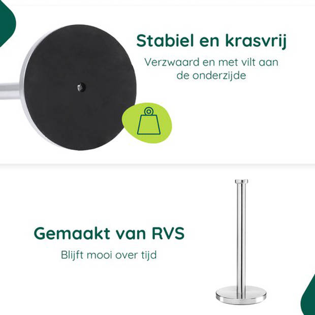 WC Rolhouder Staand - Reserverolhouder zonder Boren - Vrijstaande Toiletrolhouder - Toiletbutler Rvs - Zilver