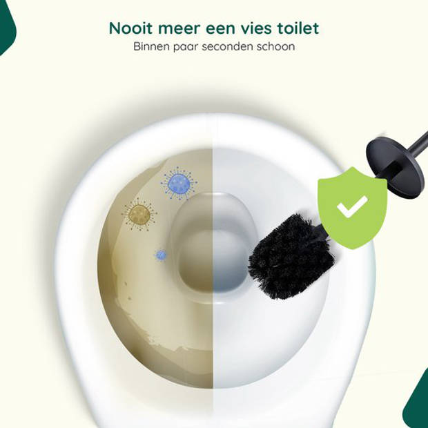 Wc borstel met houder Vrijstaand - Toiletborstel Zwart - Rvs - Toilet Borstel zonder Boren