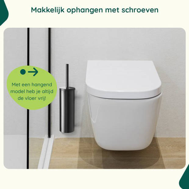 Wc borstel met houder Hangend - Toiletborstel Zwart - Muur Toilet Borstel - Boren