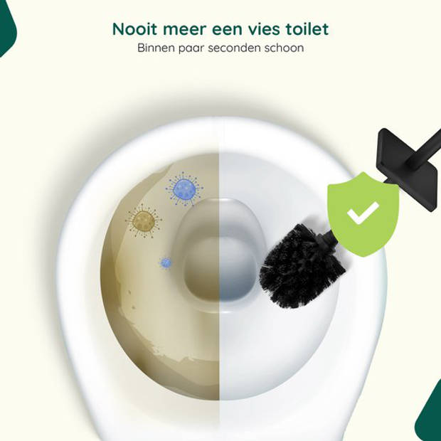 Toiletborstel met houder Hangend - Vierkant - Wc Borstel Zwart - Rvs