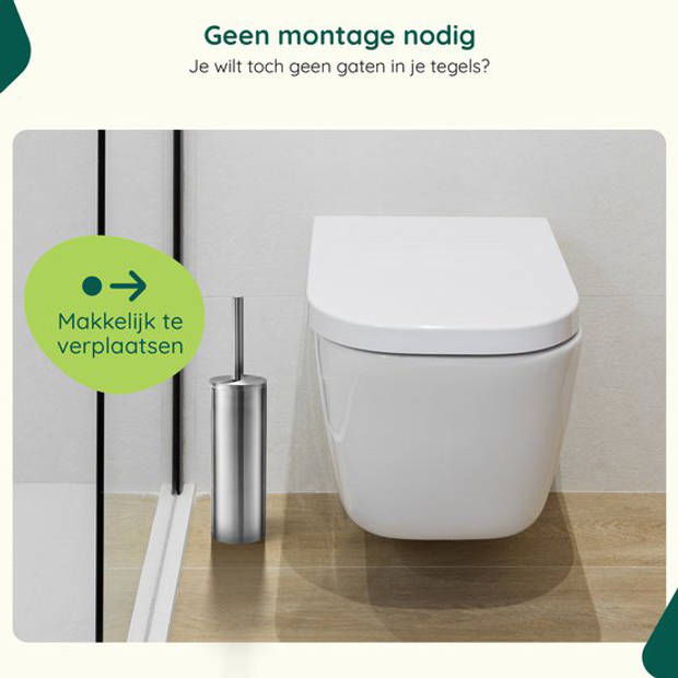 Wc borstel met houder Vrijstaand - Toiletborstel Rvs - Toilet Borstel zonder Boren