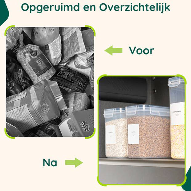 Voorraadbussen - 16 stuks - Voorraadpotten met labels - Vershoudbakjes