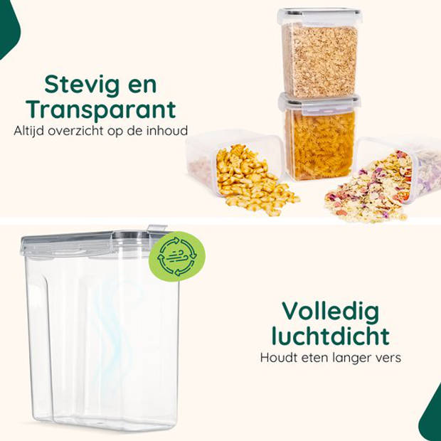 Voorraadbussen Kunststof - 2.5L - Voorraadpotten met labels - Vershoudbakjes - 4 stuks