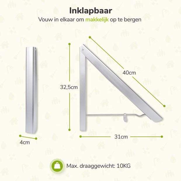 Wanddroogrek hangend - Kledinghanger - Dressboy - Droogrek muur - Wasrek Inklapbaar