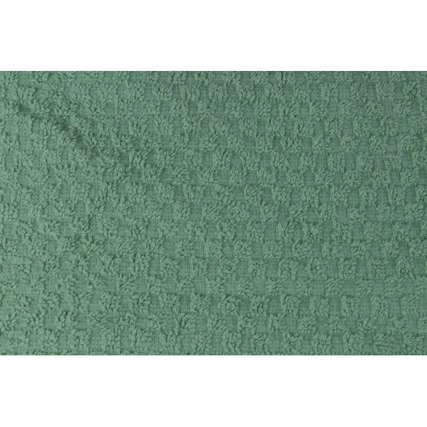 DoubleDry Handdoek Popcorn Weave - 50x100 - 4 stuks - OEKO-TEX Made in Green - zacht katoen - groen