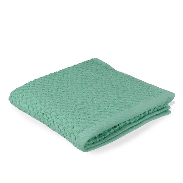 DoubleDry Handdoek Popcorn Weave - 50x100 - 4 stuks - OEKO-TEX Made in Green - zacht katoen - groen