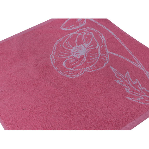 DoubleDry Luxe Keukendoek - 6 stuks - 50x50 - bloem - roze