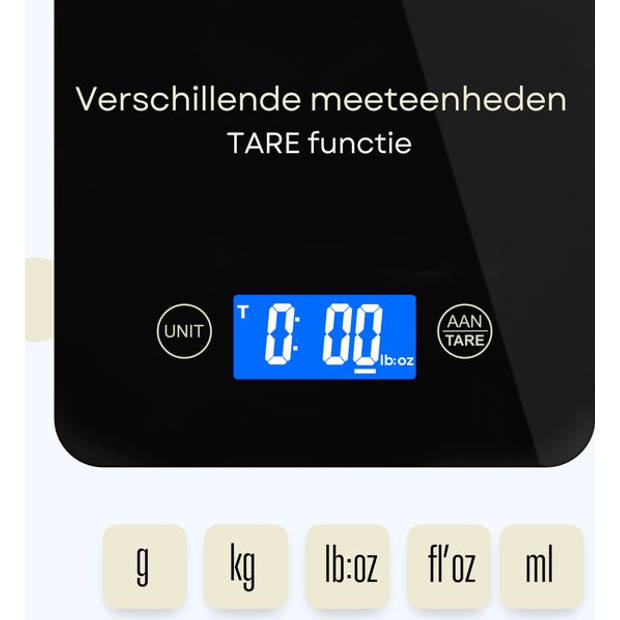 Keukenvriend © Keukenweegschaal - USB Oplaadbaar - Digitale keukenweegschaal - Kitchen scale - Weegschaal Keuken - Tare