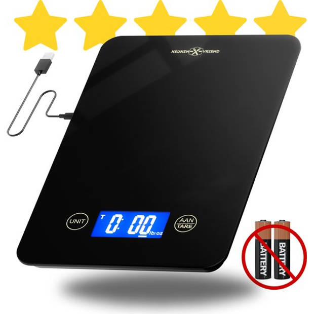 Keukenvriend © Keukenweegschaal - USB Oplaadbaar - Digitale keukenweegschaal - Kitchen scale - Weegschaal Keuken - Tare