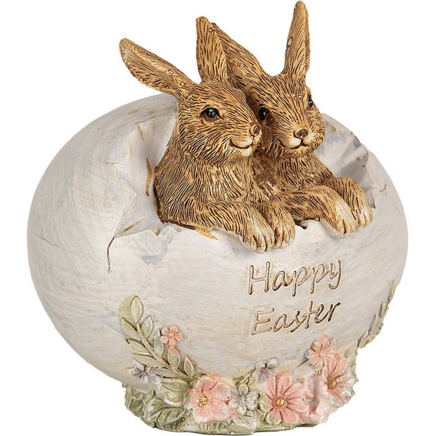 HAES DECO - Beeld Konijn 11 cm Bruin Polyresin Happy Easter