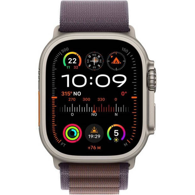 Apple Watch Ultra 2 GPS + mobiel - 49 mm - Titanium kast - Indigo Alpine Loop-band - Groot