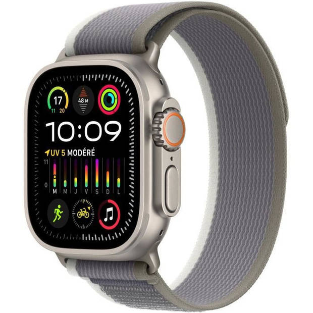 Apple Watch Ultra 2 GPS + Cellular - 49 mm - Titanium kast - Groen/Grijze Trail Loop-band - S/M