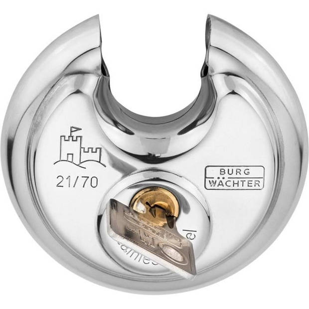 Cilindrisch hangslot - BURG WACHTER - 21 70 SB - RVS 70 mm, sleutelopening