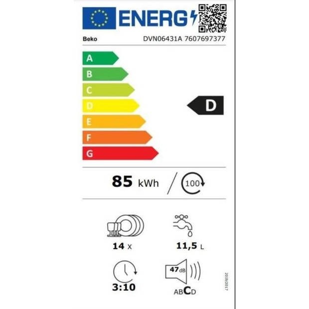 BEKO DVN06431A vrijstaande vaatwasser - 14 couverts - L60cm - 47dB - Antraciet