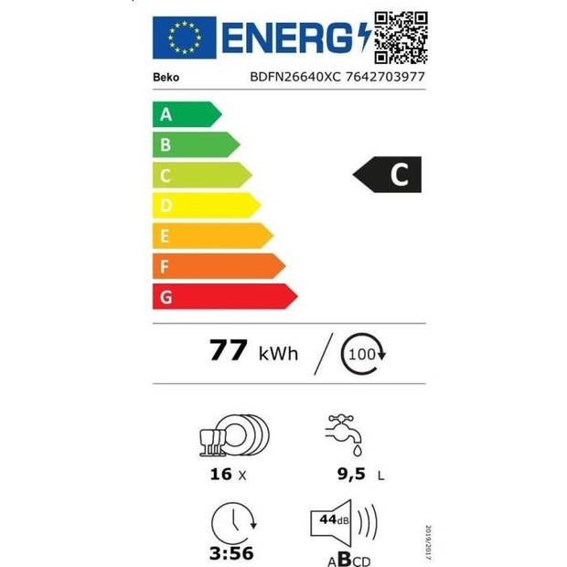 BEKO BDFN26640XC vrijstaande vaatwasser - 16 couverts - Inductie - L60cm - 44dB - RVS