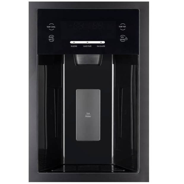 Amerikaanse koelkast 556L - Total No Frost - water- en ijsdispenser - Klasse E - invertermotor - zwart