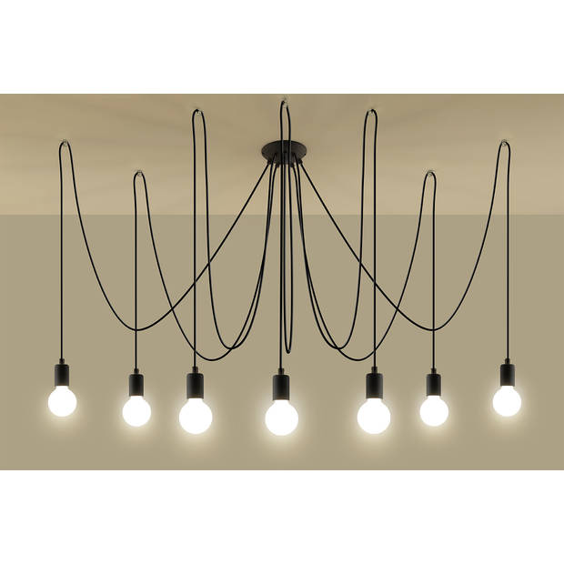 Sollux Hanglamp Edison 7 lichts E27 zwart