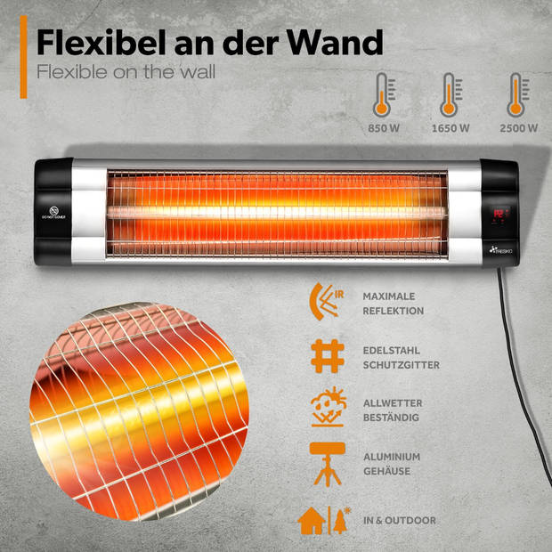 TRESKO Warmtestraler 2500W infrarood heater terrasverwarmer heater timer