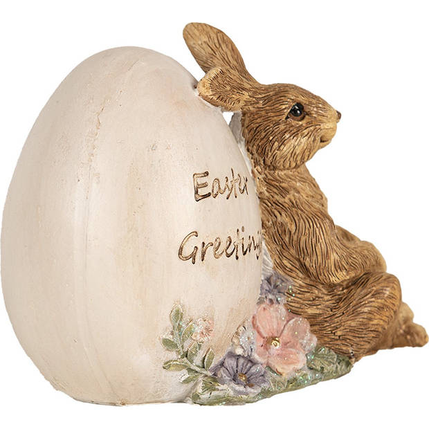 HAES DECO - Beeld Konijn 12x7x9 cm Bruin Polyresin Easter Greetings