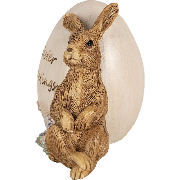 HAES DECO - Beeld Konijn 12x7x9 cm Bruin Polyresin Easter Greetings