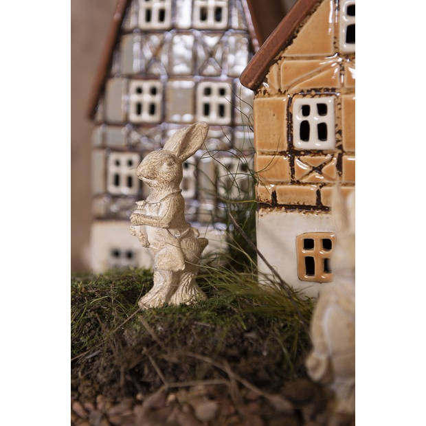 HAES DECO - Beeld Konijn 11 cm Wit Kunststof Woonaccessoires beeld decoratie Paashaas