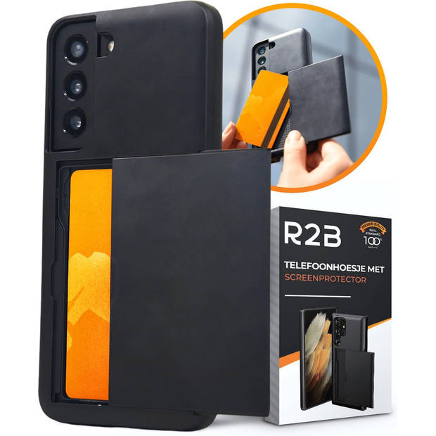 R2B Hoesje met pasjeshouder voor Samsung Galaxy S23 Plus - Inclusief screenprotector - Telefoonhoesje