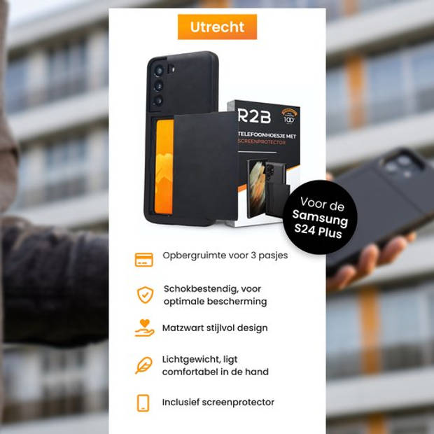 R2B Hoesje voor Samsung Galaxy S24 Plus - Incl. Screenprotector - Met Pasjeshouder voor 3 pasjes - Telefoonhoesje