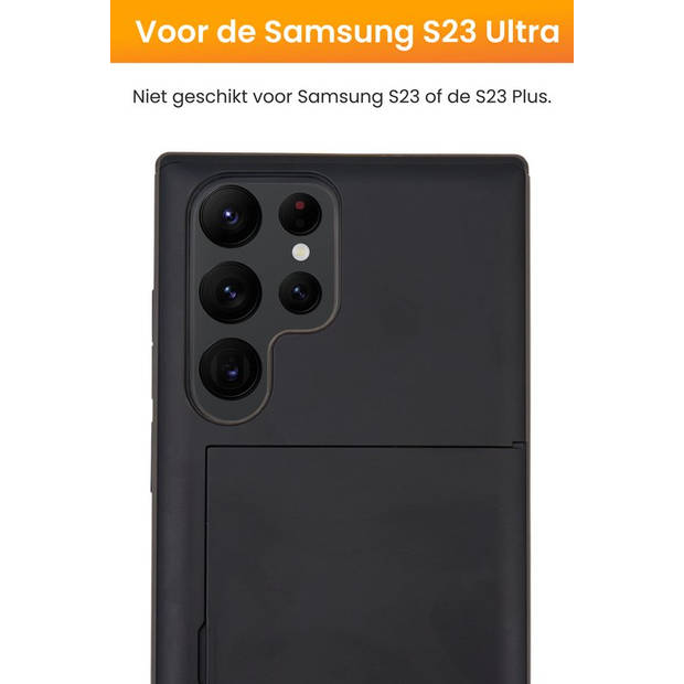 R2B Samsung S23 Ultra Hoesje met pasjeshouder geschikt voor Samsung Galaxy - Inclusief screenprotector