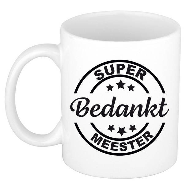 Super bedankt meester cadeau mok/beker wit 300 ml - feest mokken