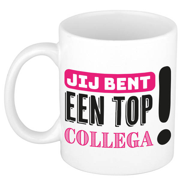 Bellatio Decorations Cadeau koffie/thee mok voor collega - roze - 300 ml - top collega - feest mokken