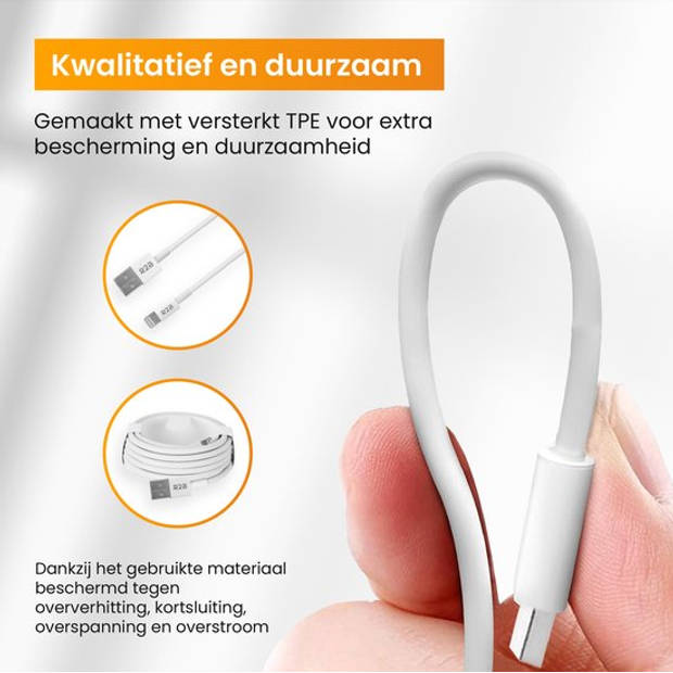 R2B USB-A naar Lightning Kabel - 1 Meter - Extra stevige USB-A kabels - Oplader voor Apple, iPhone, Airpods, iPads