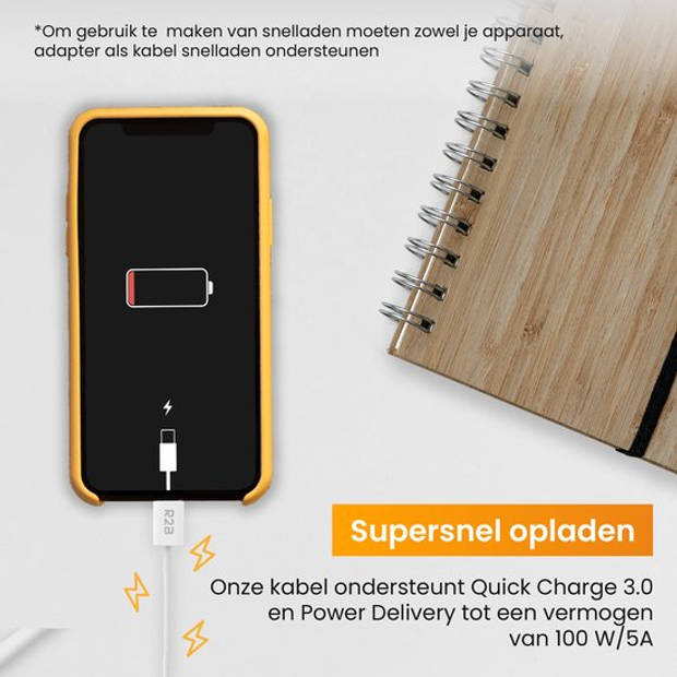 R2B USB-C naar Lightning Kabel - 1 Meter - Extra stevige USB-C kabels - Oplader voor Apple, iPhone, Airpods, iPads