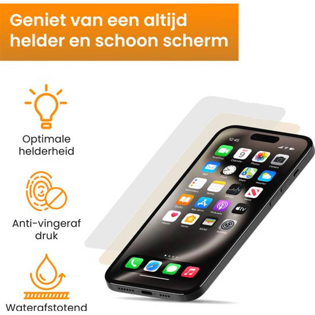 R2B Screenprotector geschikt voor iPhone 15 Pro Max - 2 Stuks - Incl. Installatieframe & Reinigingskit