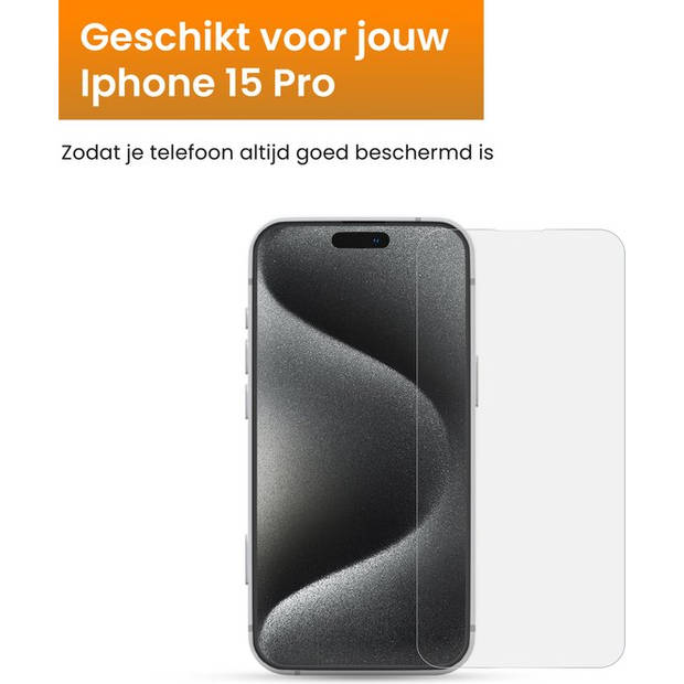 R2B Screenprotector geschikt voor iPhone 15 Pro - 2 Stuks - Incl. Installatieframe & Reinigingskit