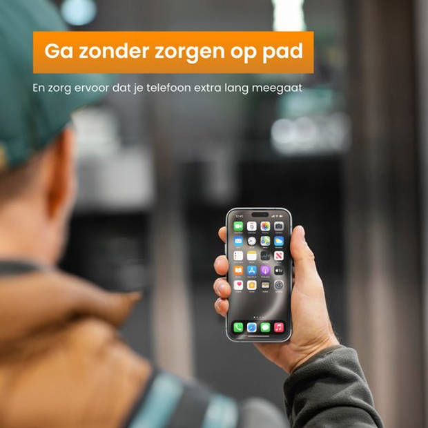 R2B Screenprotector geschikt voor iPhone 15 - 2 Stuks - Incl. Installatieframe & Reinigingskit