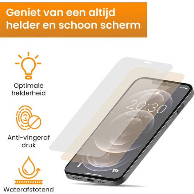 R2B Screenprotector geschikt voor iPhone 12 Pro Max - 2 Stuks - Incl. Installatieframe & Reinigingskit