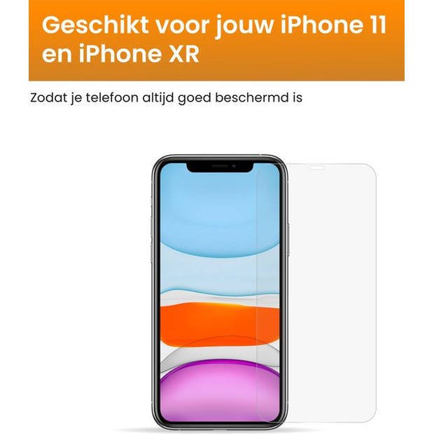 R2B Screenprotector geschikt voor iPhone 11 en iPhone XR - 2 Stuks - Incl. Installatieframe & Reinigingskit