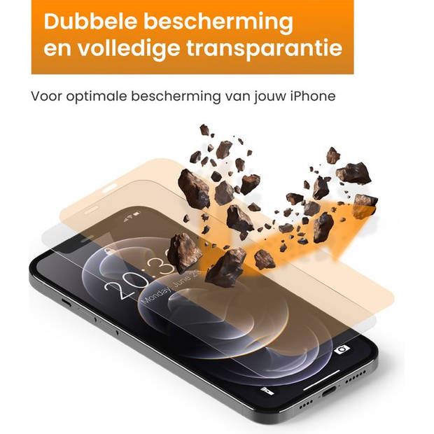 R2B Screenprotector geschikt voor iPhone 12 Mini - 2 Stuks - Incl. Installatieframe & Reinigingskit