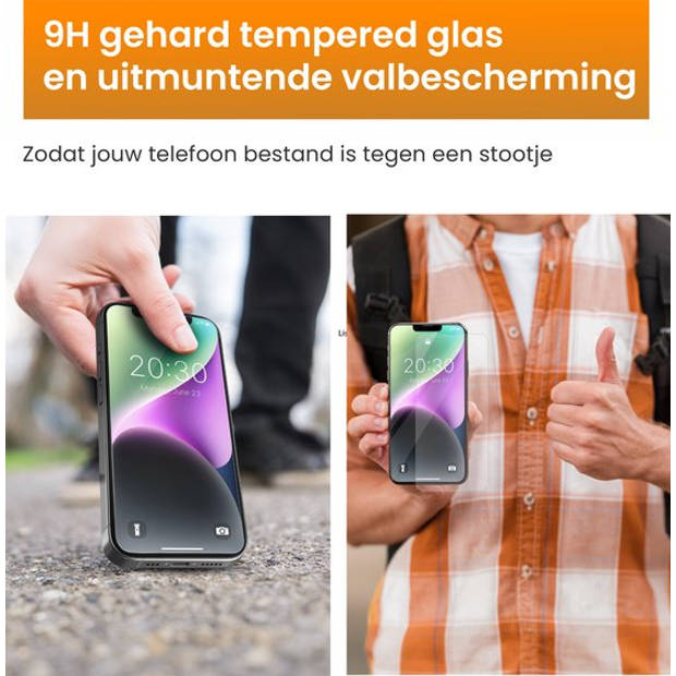 R2B Screenprotector geschikt voor iPhone 14 - 2 Stuks - Incl. Installatieframe & Reinigingskit