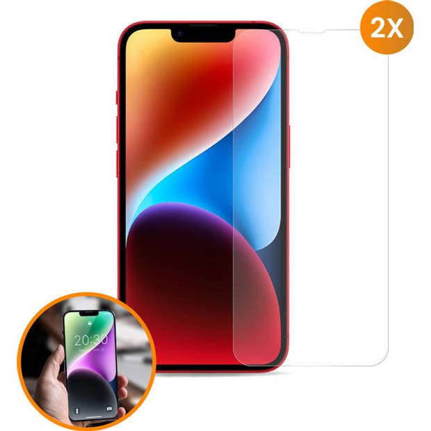 R2B Screenprotector geschikt voor iPhone 14 Plus - 2 Stuks - Incl. Installatieframe & Reinigingskit