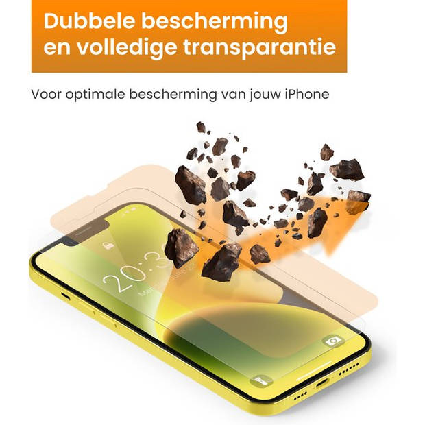 R2B Screenprotector geschikt voor iPhone 13 Mini - 2 Stuks - Incl. Installatieframe & Reinigingskit